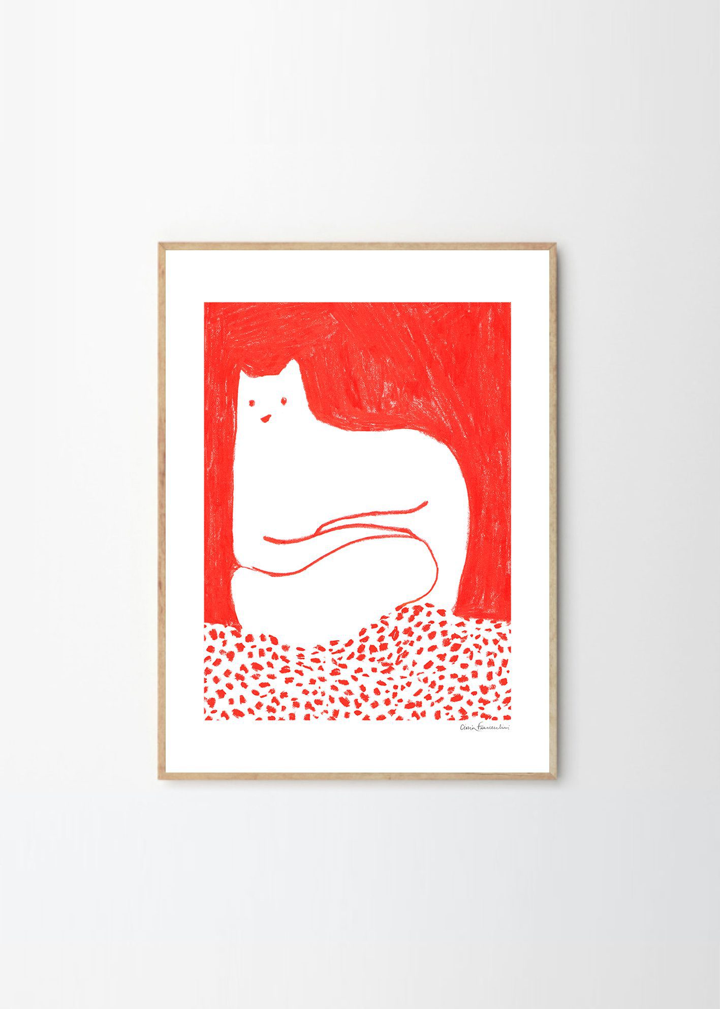 Cinzia Franceschini, 'Cat in Red' art print - The Poster Club