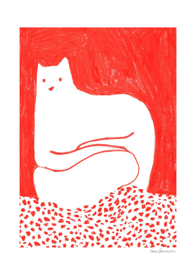 Cat in Red by Cinzia Franceschini
