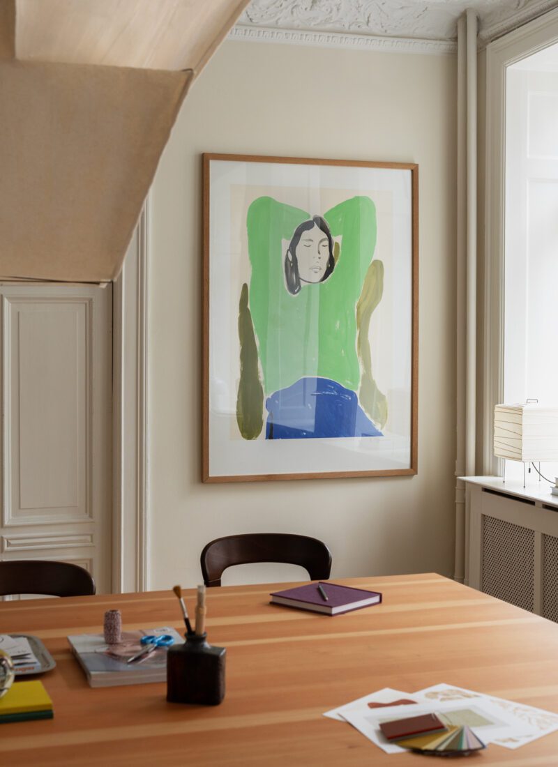 Sitting in Green and Blue