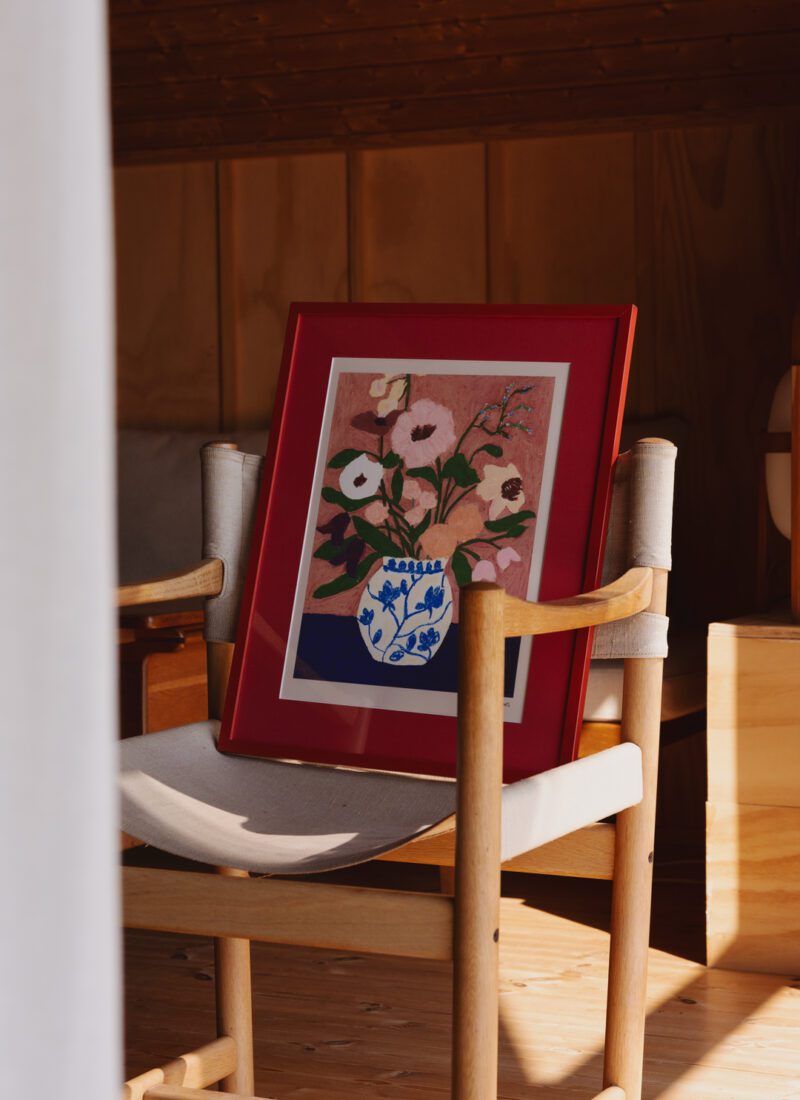 Flowers on Blue Table