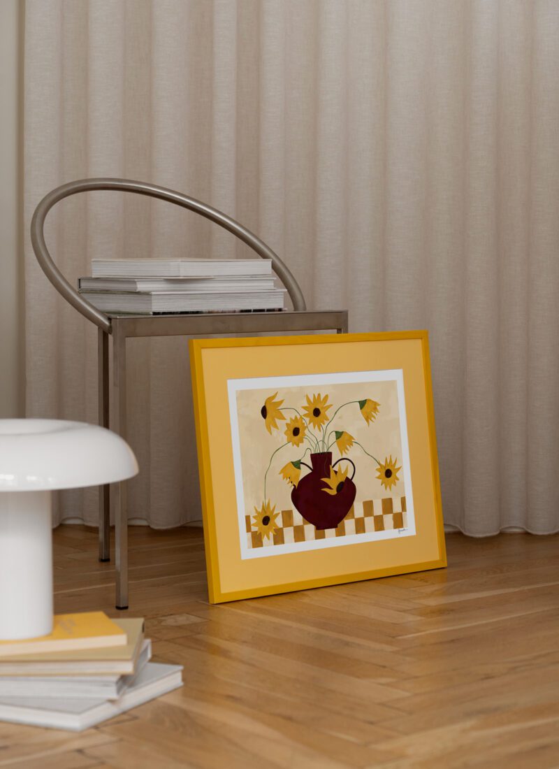 Sunflowers in Burgundy Vase