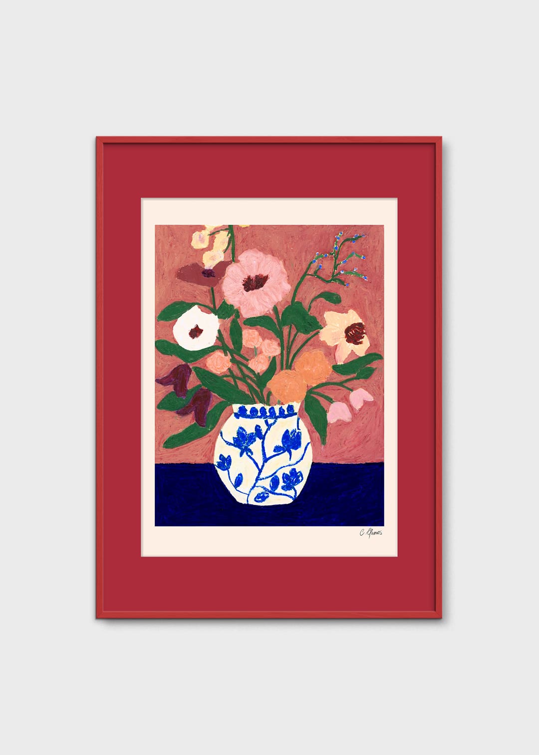 Flowers on Blue Table