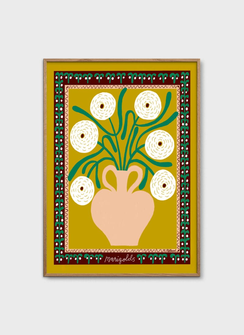 White Marigolds in Vase